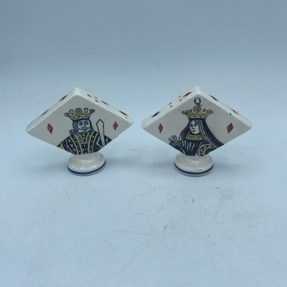 VTG MCM Enesco Imports Japan King & Queen Of Diamonds Salt & Pepper Shakers